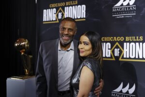 Bulls guard Randy Brown before the team's Ring of Honor ceremony in 2024.