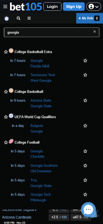 A preview of Bet105 sportsbook - one of the most trusted sites for sports betting in Georgia