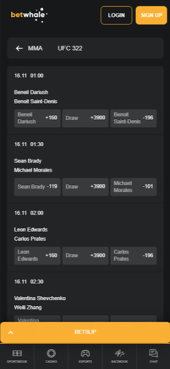 BetWhale is the no.1 ranked overall UFC betting site
