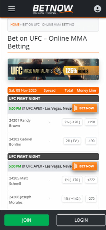 BetNow offers weekly rebates for UFC sports betting fans