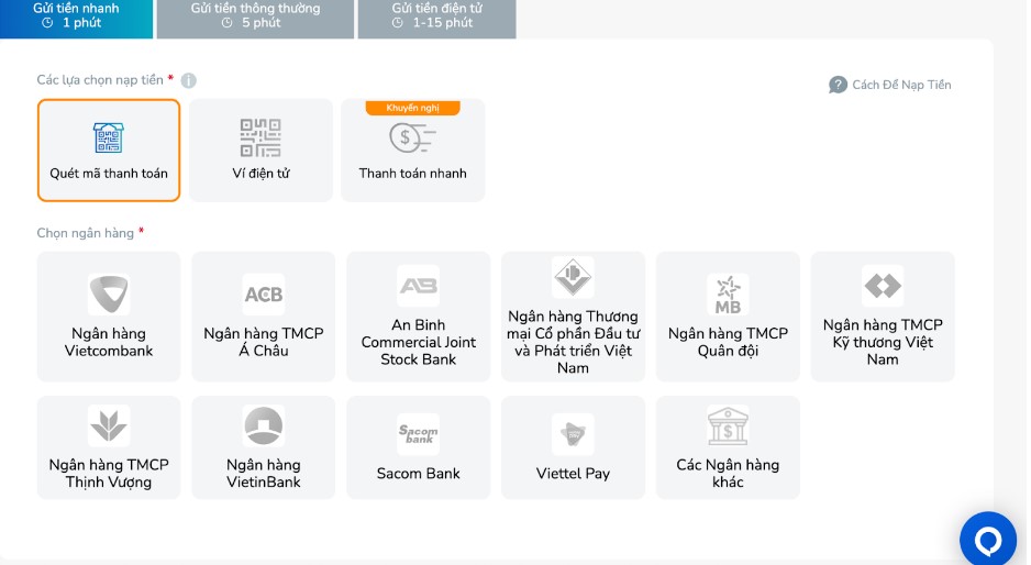Có nhiều phương thức gửi tiền đang được nhà cái thể thao hỗ trợ