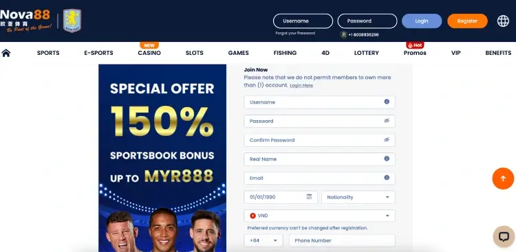 Đăng ký mở tài khoản đánh baccarat online tại Nova88