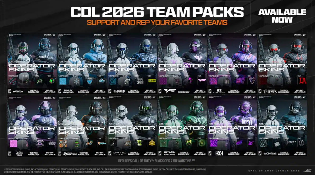 Call of Duty League Unveils 2026 Team Packs for All Franchises