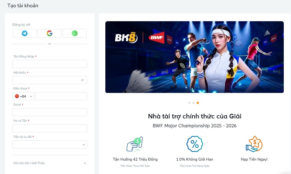 การลงทะเบียน BK8