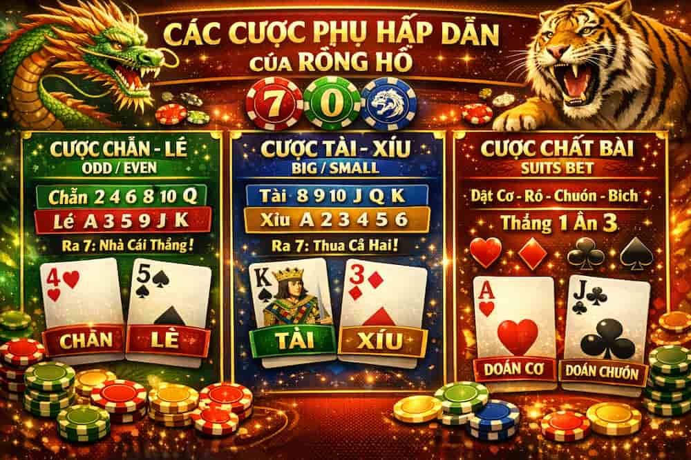 Khám phá các biến thể cược phụ (Side Bets) hấp dẫn của game bài Rồng Hổ