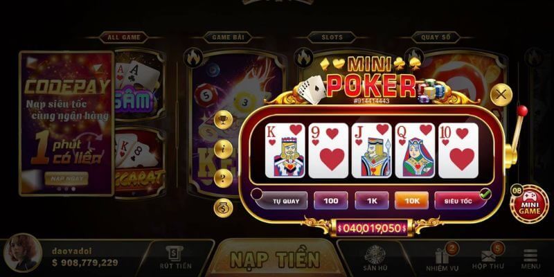 Không nên chơi chế độ quay tự động của Mini Poker