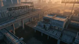Overpass map from Counter-Strike 2 showing industrial environment and competitive gaming arena