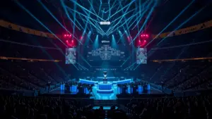 IEM Cologne Major 2026 esports arena with dramatic lighting and championship stage setup