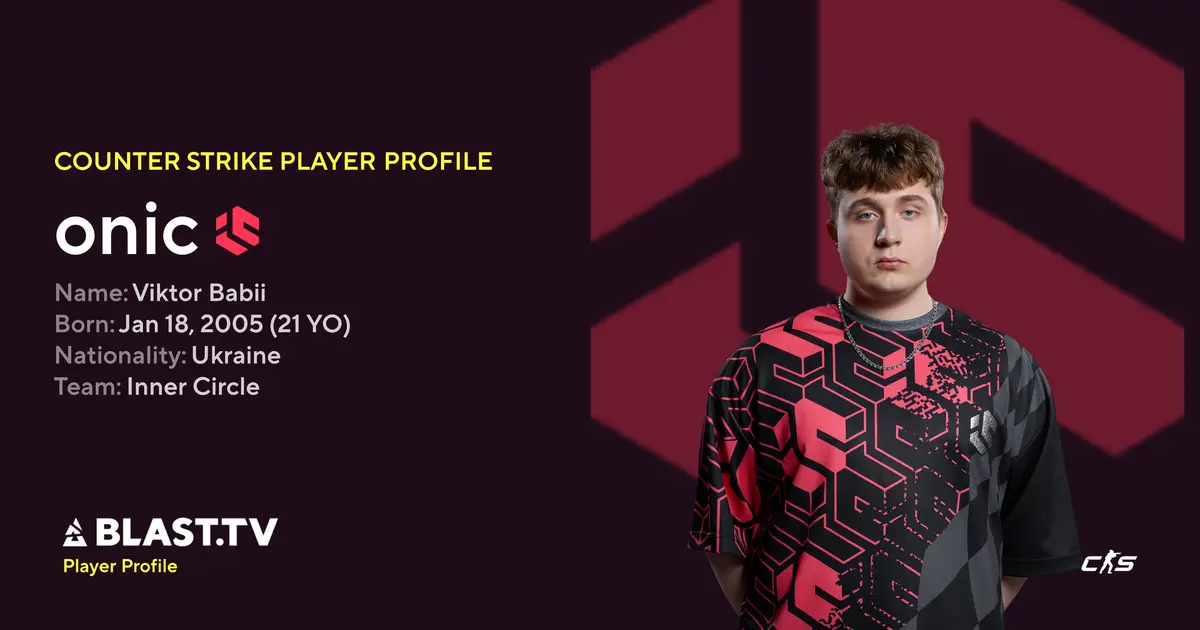 Portrait of Viktor Babii in a colorful gaming jersey for CS2.