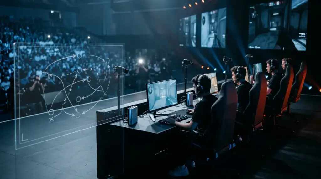 Aurora players prepare for a tense Counter-Strike 2 LAN match as the new team works to turn practice form into results.