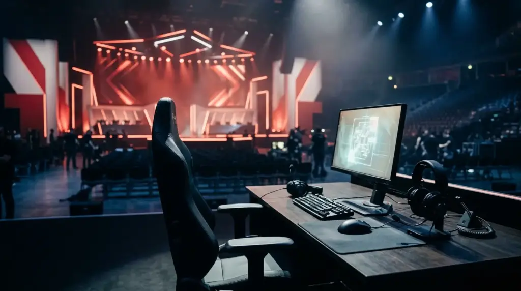 Empty esports station symbolizing yxngstxr’s departure from HEROIC after CS2 Major qualification