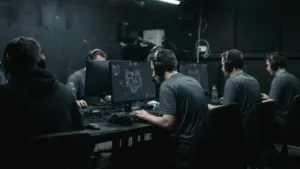 Anonymous CS2 esports players prepare together for a tense qualifier playoff match