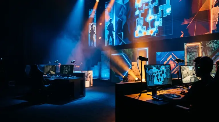 Counter-Strike 2 elimination match on a dramatic esports tournament stage