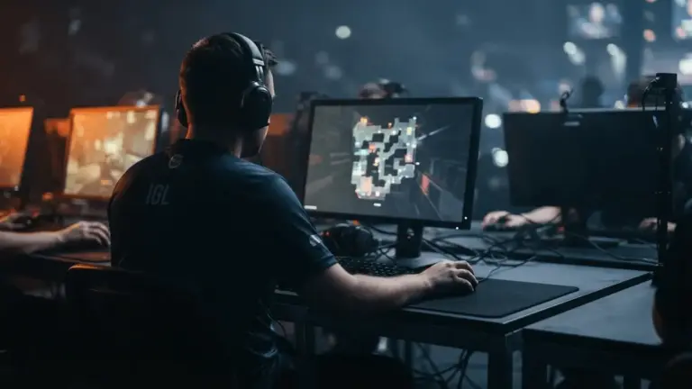 Silhouetted esports leader at a tactical pause, symbolizing FalleN reclaiming FURIA’s map calls.