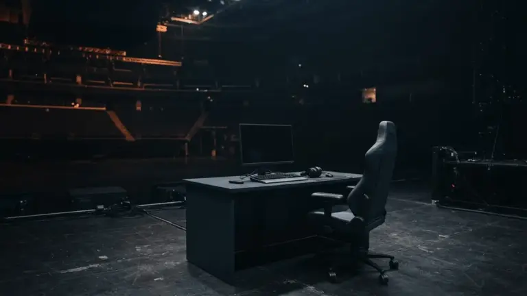 Empty esports tournament setup symbolizing Complexity's shutdown and return of its intellectual property