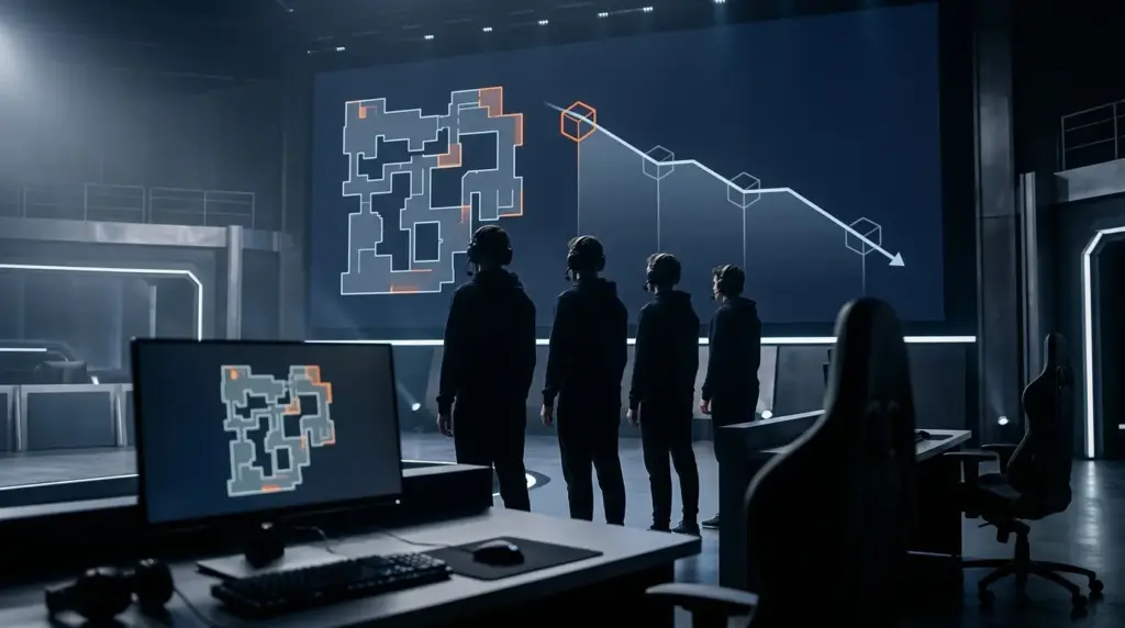 The MongolZ esports roster reshuffle depicted on a tense Counter-Strike tournament stage
