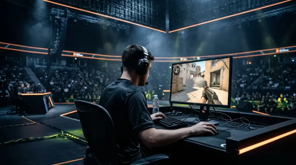 Esports player at a gaming rig during MIBR’s FISSURE Playground 3 playoff victory over Alliance