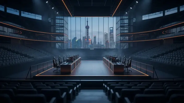 Empty Shanghai esports arena prepared for a major Counter-Strike tournament in 2027
